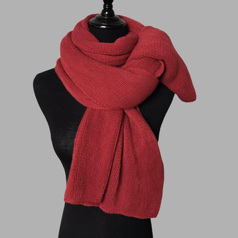 Red Imitation Cashmere Solid Scarf Warm Winter Shawl For Men And Women Scarves & Wraps