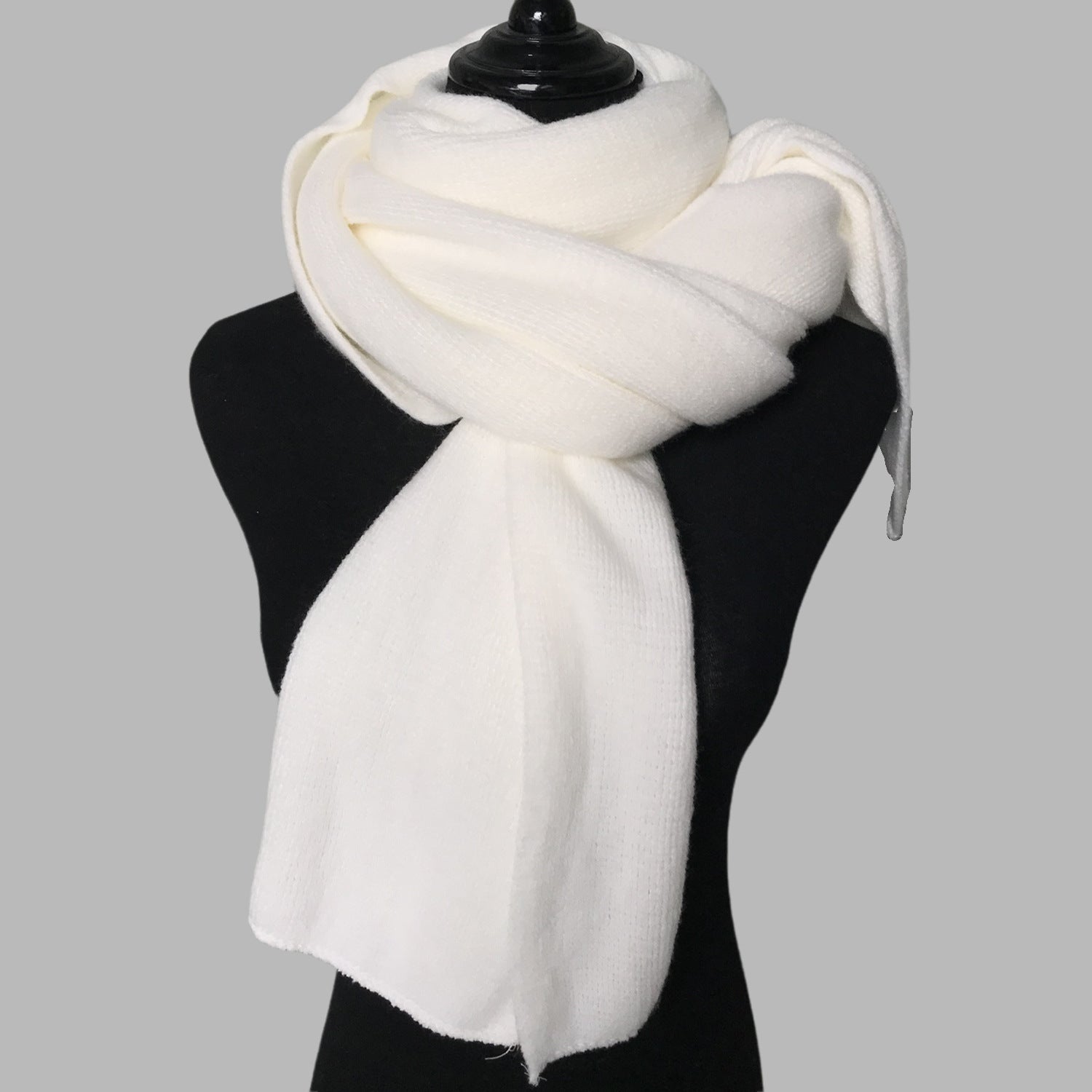 White Imitation Cashmere Solid Scarf Warm Winter Shawl For Men And Women Scarves & Wraps