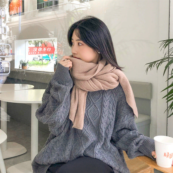 White Imitation Cashmere Solid Scarf Warm Winter Shawl For Men And Women Scarves & Wraps