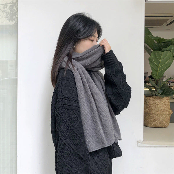 White Imitation Cashmere Solid Scarf Warm Winter Shawl For Men And Women Scarves & Wraps