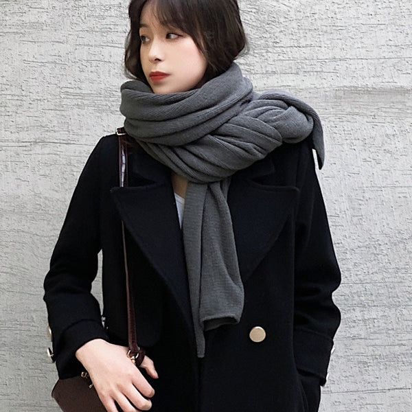 Khaki Imitation Cashmere Solid Scarf Warm Winter Shawl For Men And Women Scarves & Wraps