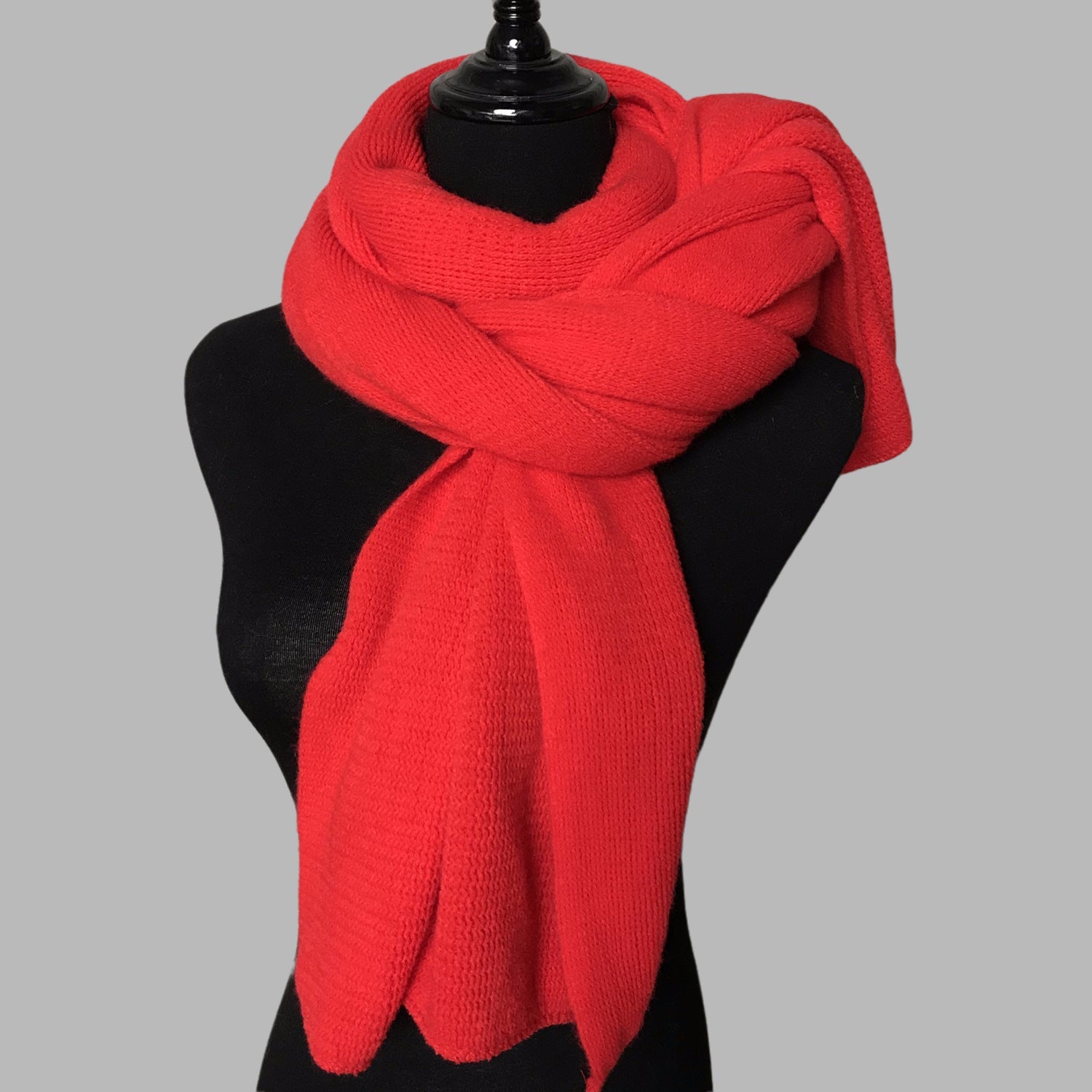 Red Imitation Cashmere Solid Scarf Warm Winter Shawl For Men And Women Scarves & Wraps