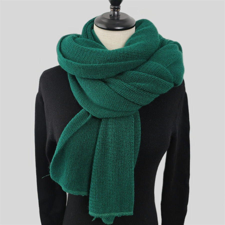 Green Imitation Cashmere Solid Scarf Warm Winter Shawl For Men And Women Scarves & Wraps