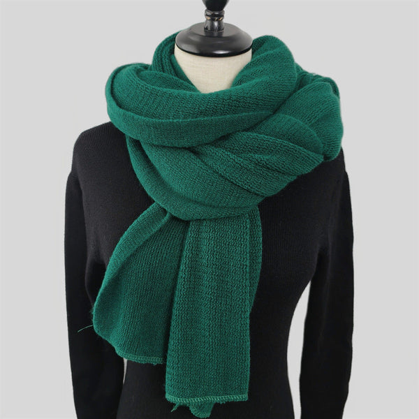 Green Imitation Cashmere Solid Scarf Warm Winter Shawl For Men And Women Scarves & Wraps