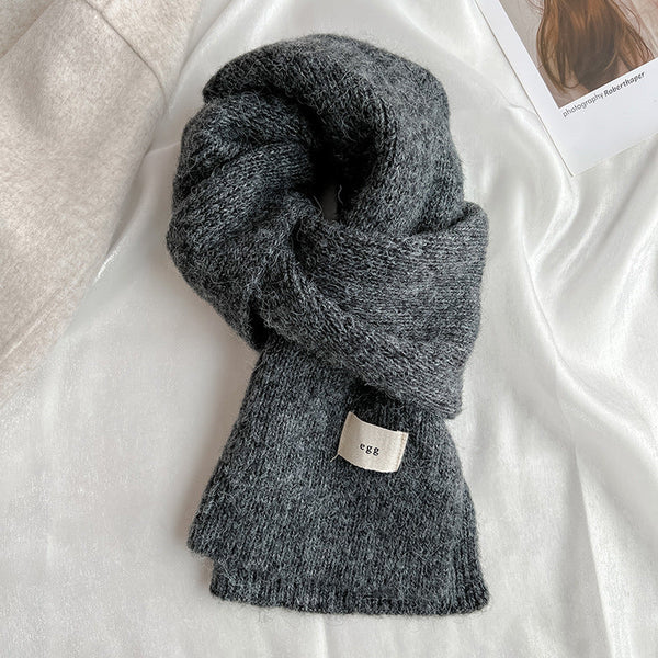 Gray Cozy Knit Scarf Soft Wool Blend Winter Neck Wrap Warm And Stylish Scarves & Wraps