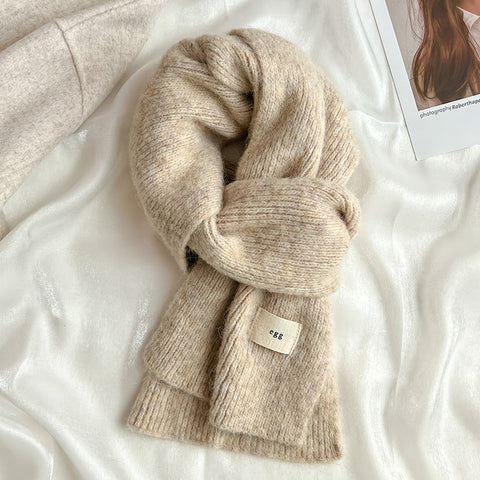 Beige Cozy Knit Scarf Soft Wool Blend Winter Neck Wrap Warm And Stylish Scarves & Wraps