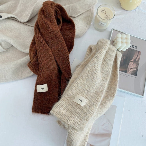 Beige Cozy Knit Scarf Soft Wool Blend Winter Neck Wrap Warm And Stylish Scarves & Wraps