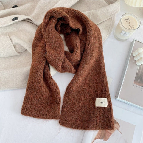 Brown Cozy Knit Scarf Soft Wool Blend Winter Neck Wrap Warm And Stylish Scarves & Wraps