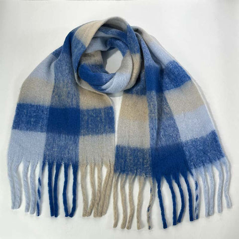 Elosung Winter Luxe Warm Oversized Scarf Cozy Thick Plaid Wrap European Chic Style(Dark Blue Plaid) Scarves & Wraps