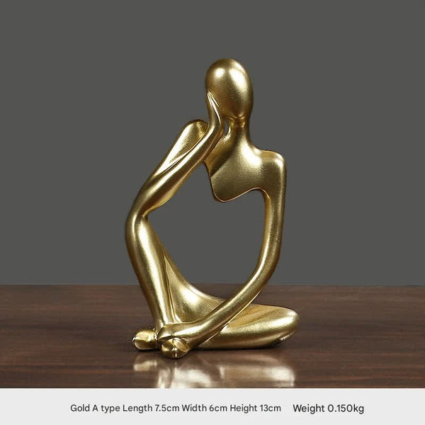 Nordic Abstract Resin Figurine Modern Minimalist Home Decor Sculpture Gold Sculptures & Figurines