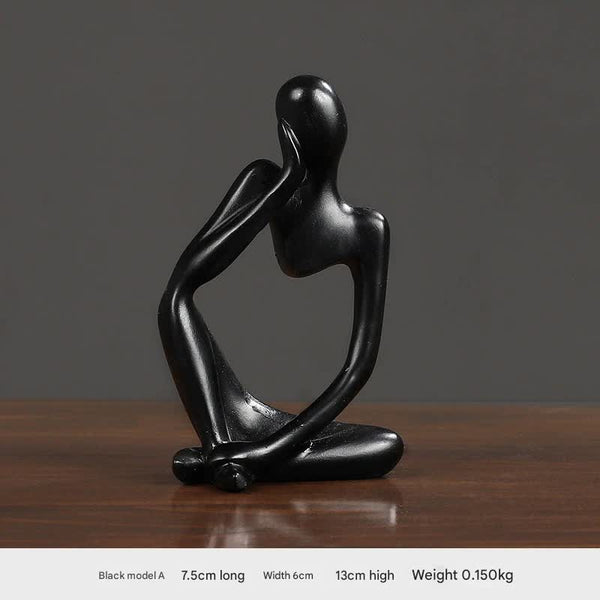 Elosung Nordic Abstract Resin Figurine Modern Minimalist Home Decor Sculpture Black Sculptures & Figurines