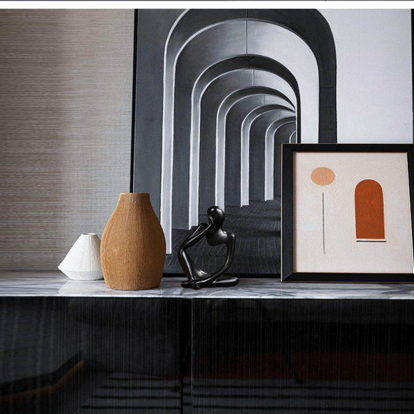 Elosung Nordic Abstract Resin Figurine Modern Minimalist Home Decor Sculpture Black Sculptures & Figurines