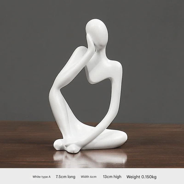 Elosung Nordic Abstract Resin Figurine Modern Minimalist Home Decor Sculpture White Sculptures & Figurines