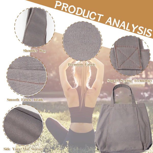 Yoga Mat Tote Bag Durable Canvas Shoulder For Outdoor Workouts And Travel Khaki Mat Carriers & Bags