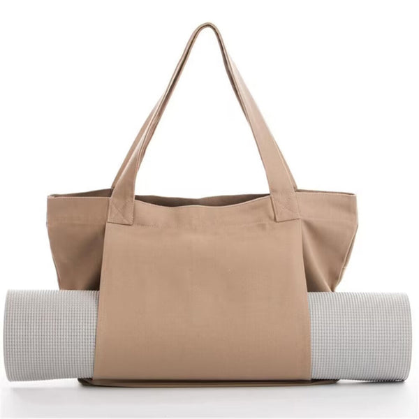 Yoga Mat Tote Bag Durable Canvas Shoulder For Outdoor Workouts And Travel Apricot Mat Carriers & Bags