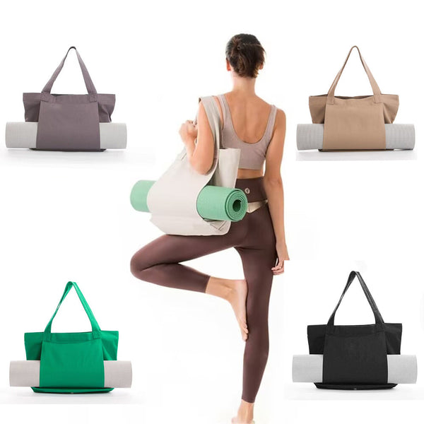 Yoga Mat Tote Bag Durable Canvas Shoulder For Outdoor Workouts And Travel Apricot Mat Carriers & Bags
