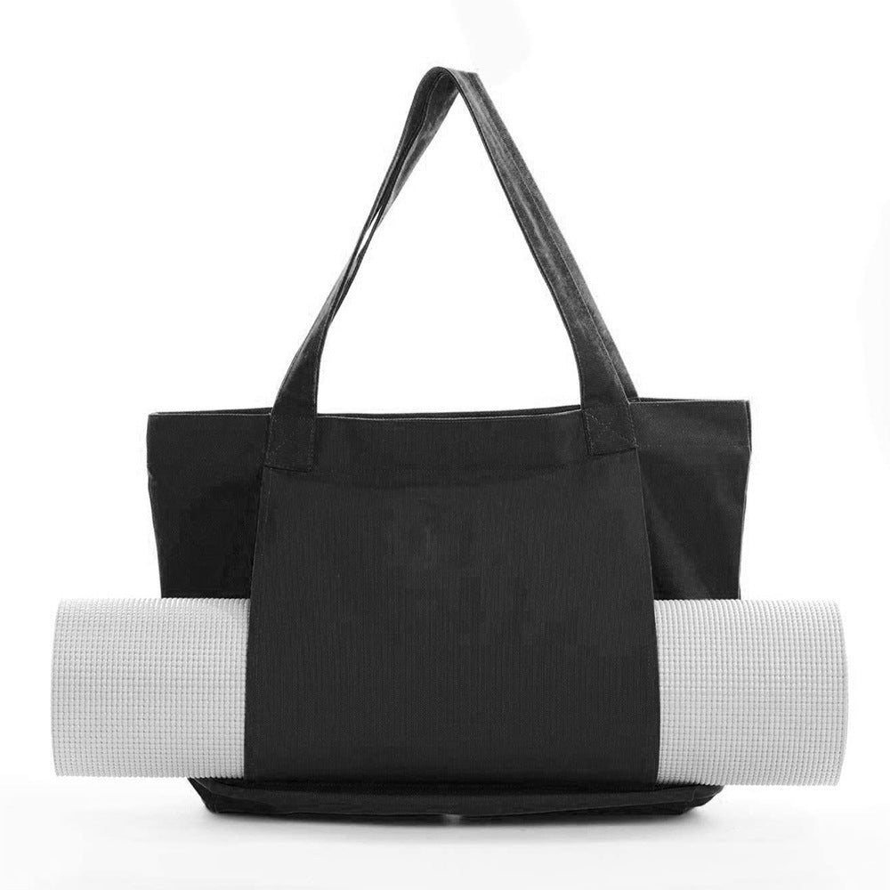 Yoga Mat Tote Bag Durable Canvas Shoulder For Outdoor Workouts And Travel Black Mat Carriers & Bags
