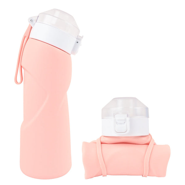 Pink Collapsible Silicone Water Bottle Portable Large Capacity Outdoor Hiking Flask Canteens Bottles & Flasks