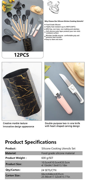 Bamboo Leaf Green 12 Piece Silicone Cooking Utensil Set Non Stick Food Grade Kitchen Tools With Holder Cooking Utensils