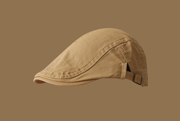Retro Newsboy Cap Unisex Vintage Flat Beret With Visor Khaki Hats