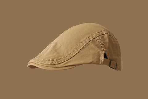Retro Newsboy Cap Unisex Vintage Flat Beret With Visor Khaki Hats