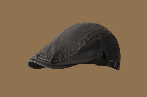 Retro Newsboy Cap Unisex Vintage Flat Beret With Visor Gray Hats
