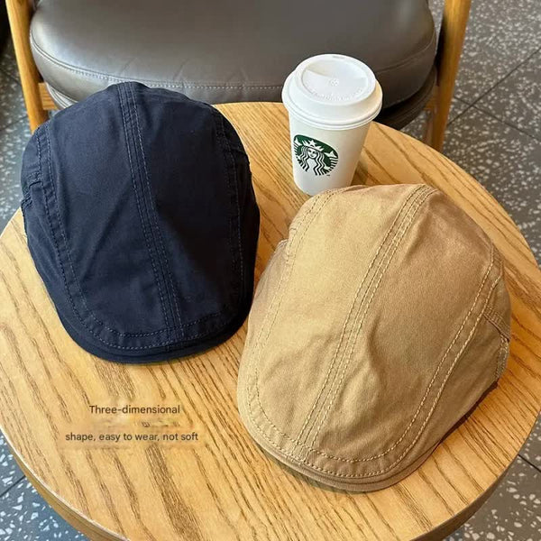 Retro Newsboy Cap Unisex Vintage Flat Beret With Visor Gray Hats