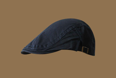 Retro Newsboy Cap Unisex Vintage Flat Beret With Visor Navy Hats