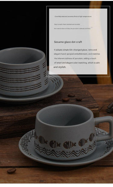 Ceramic Coffee Cup And Saucer Set Elegant Afternoon Tea Snow Cups & Saucers