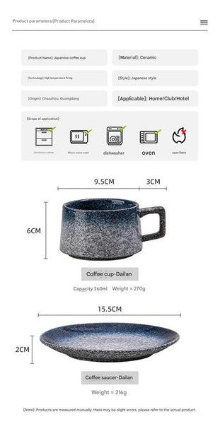 Ceramic Coffee Cup And Saucer Set Elegant Afternoon Tea Wave Pattern Gray Cups & Saucers