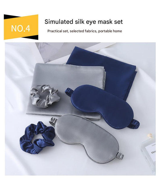 Luxury Satin Sleep Mask Gift Set4 Piece With Pillowcase And Hair Accessories(Dark Green) Sleep Masks