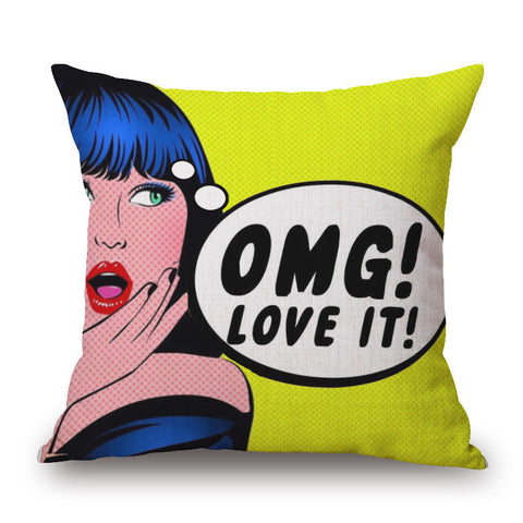 Pop Art Graphic Throw Pillow Vintage Style Cushion For Home Decor Yellow Cushions & Decorative Pillows
