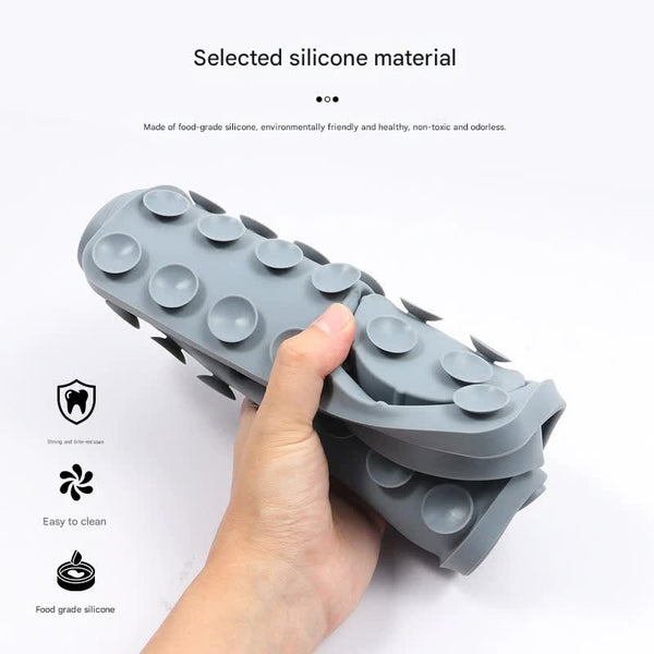 Pet Slow Feeder Lick Mat With Suction Cups Anti Anxiety Dog Feeding (Grey) Dog Feeding Mats