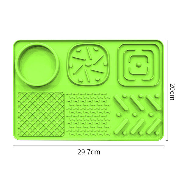 Pet Slow Feeder Lick Mat With Suction Cups Anti Anxiety Dog Feeding (Green) Dog Feeding Mats