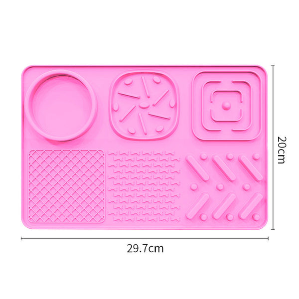 Pet Slow Feeder Lick Mat With Suction Cups Anti Anxiety Dog Feeding (Pink) Dog Feeding Mats