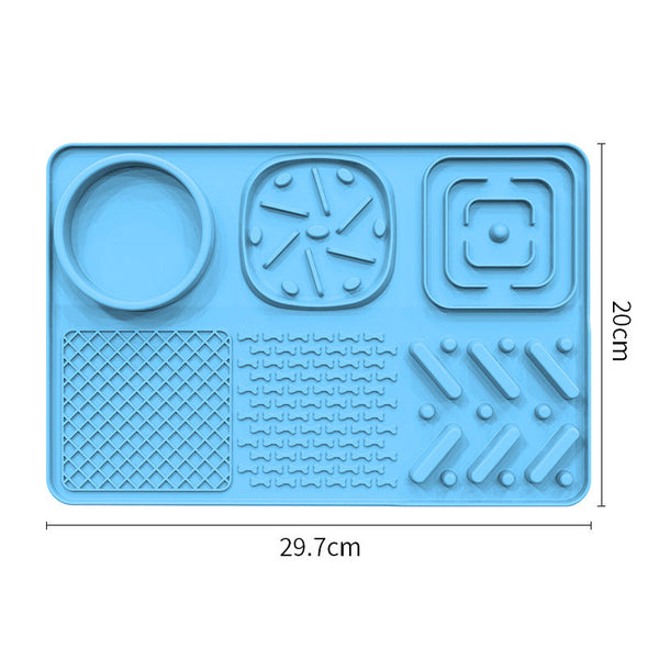 Pet Slow Feeder Lick Mat With Suction Cups Anti Anxiety Dog Feeding (Blue) Dog Feeding Mats