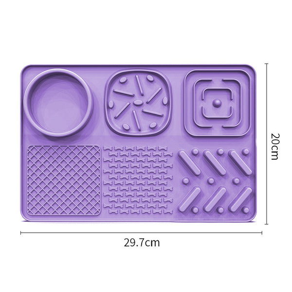 Pet Slow Feeder Lick Mat With Suction Cups Anti Anxiety Dog Feeding (Purple) Dog Feeding Mats