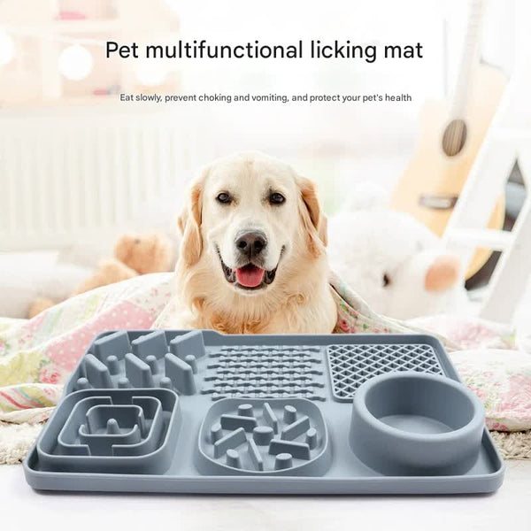 Pet Slow Feeder Lick Mat With Suction Cups Anti Anxiety Dog Feeding (Purple) Dog Feeding Mats
