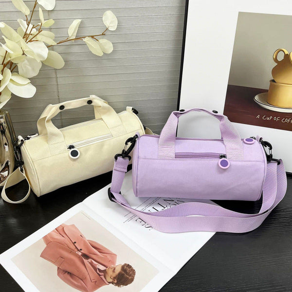 Waterproof Oxford Cylindrical Travel Bag Large Capacity Handbag With Shoulder Strap White Other Luggage