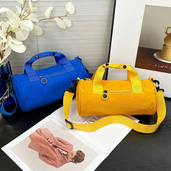 Waterproof Oxford Cylindrical Travel Bag Large Capacity Handbag With Shoulder Strap(Orange) Other Luggage