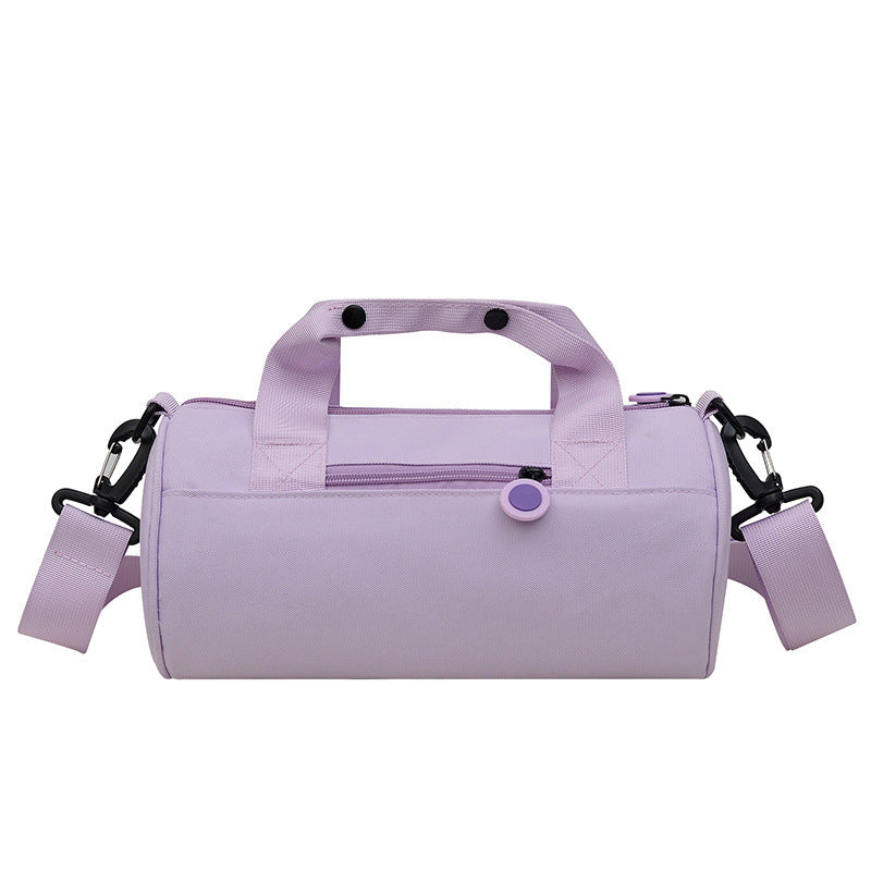 Waterproof Oxford Cylindrical Travel Bag Large Capacity Handbag With Shoulder Strap(Light Purple) Other Luggage