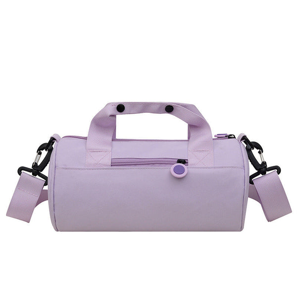 Waterproof Oxford Cylindrical Travel Bag Large Capacity Handbag With Shoulder Strap(Light Purple) Other Luggage