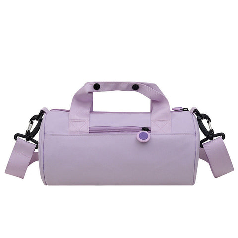 Waterproof Oxford Cylindrical Travel Bag Large Capacity Handbag With Shoulder Strap(Light Purple) Other Luggage