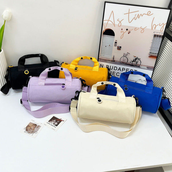 Waterproof Oxford Cylindrical Travel Bag Large Capacity Handbag With Shoulder Strap(Light Purple) Other Luggage