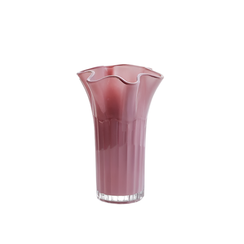 Nordic Style Glass Vase Elegant Fluted Flower For Home Decor(Pink) Vases