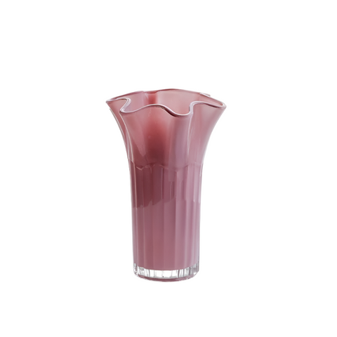 Nordic Style Glass Vase Elegant Fluted Flower For Home Decor(Pink) Vases