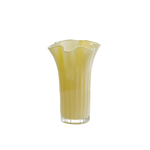 Nordic Style Glass Vase Elegant Fluted Flower For Home Decor(Yellow) Vases