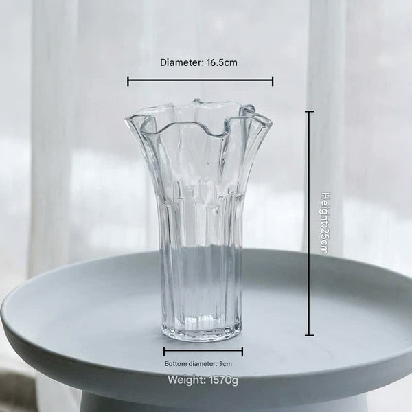 Nordic Style Glass Vase Elegant Fluted Flower For Home Decor(Transparent) Vases