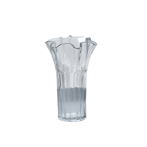 Nordic Style Glass Vase Elegant Fluted Flower For Home Decor(Transparent) Vases