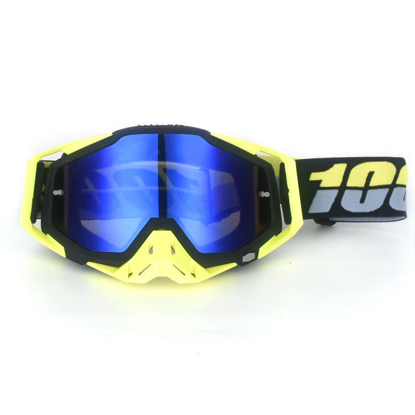 Black And Yellow Motorcycle Goggles Uv Protective Anti Dust Riding Glasses For Outdoor Sports(Blue Lenses) Other Motorcycle Clothing